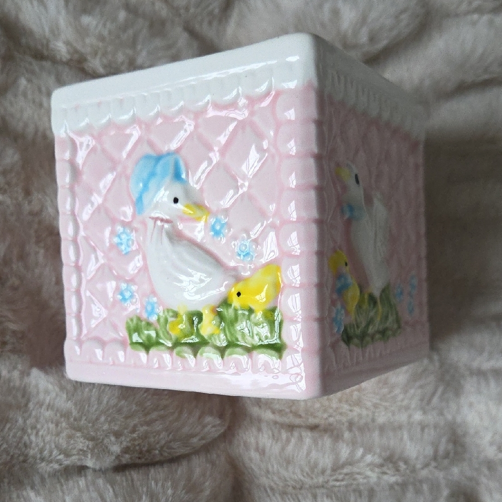 Pastel Pink Ceramic Duck Planter